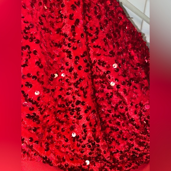 Sequin Red Velvet Bodysuit - Picture 3 of 6